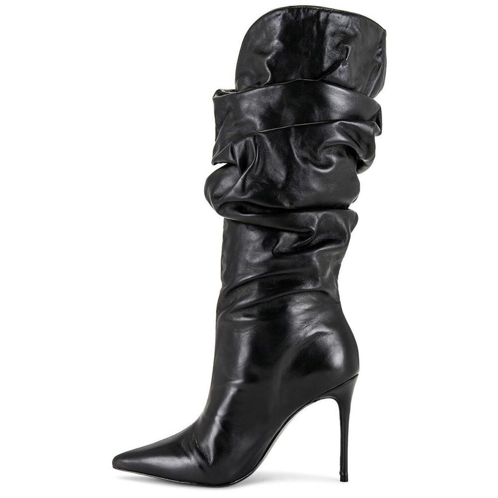 Black Suede Studio Claudia Boot BLACK size 6.5 Ruched shaft New $548msrp - Picture 2 of 5